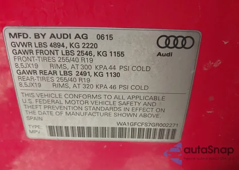 2016 Audi Q3 2.0T Premium Plus z USA, uszkodzony, nr VIN WA1GFCFS7GR002271